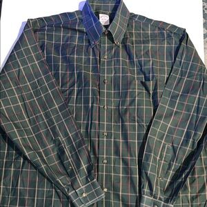 Brooks Brothers Green and Red Plaid Button Down Shirt size XL